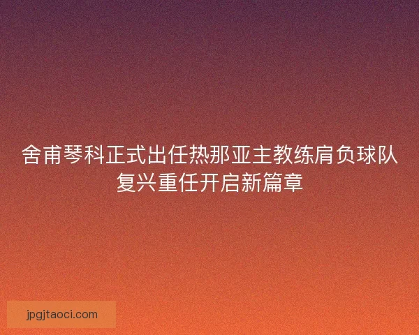 舍甫琴科正式出任热那亚主教练肩负球队复兴重任开启新篇章
